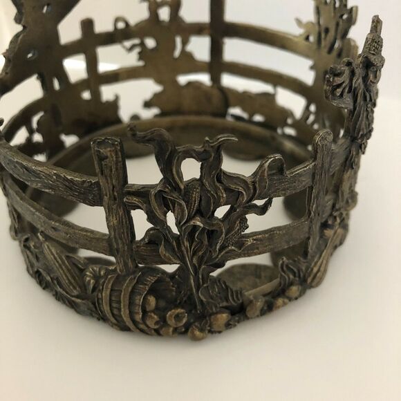 Scents & Accents Fine Pewter Scarecrow Fall Harvest Candle Holder 1998 USA - Picture 4 of 6